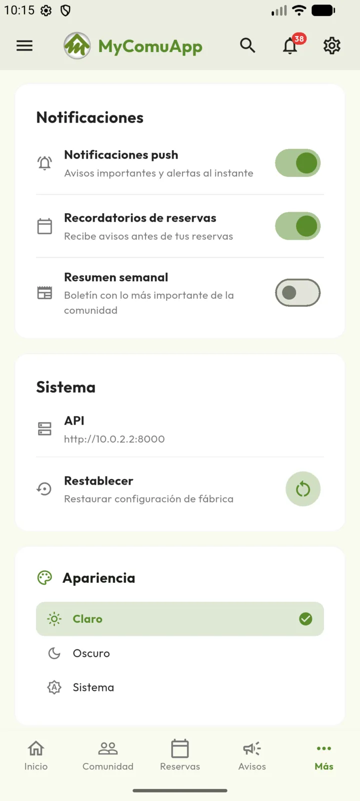 Formulario Perfil de Usuario.