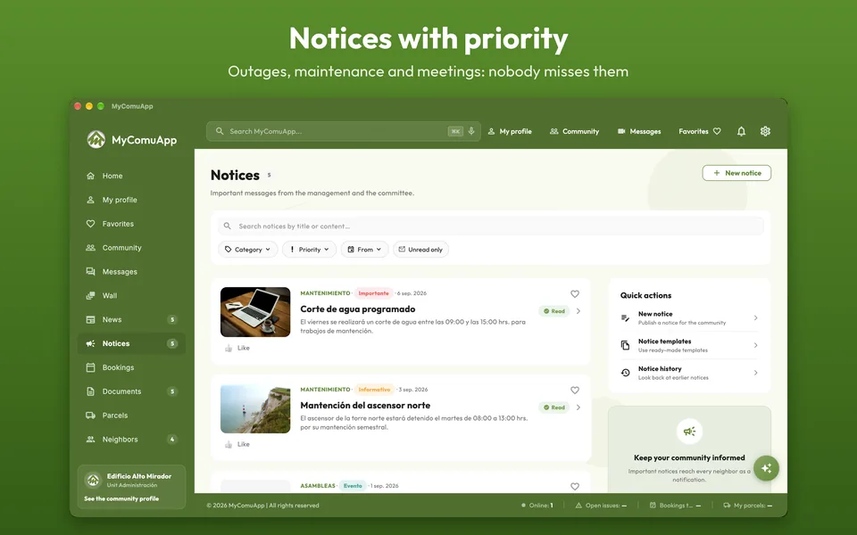 Priority notices