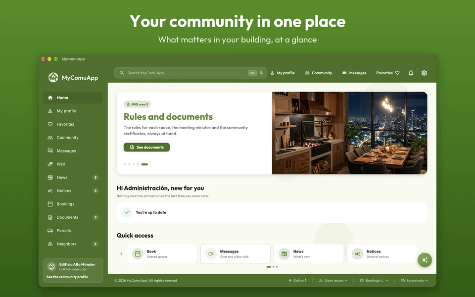 Home: what matters in your building, at a glance