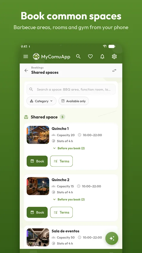 Common space bookings