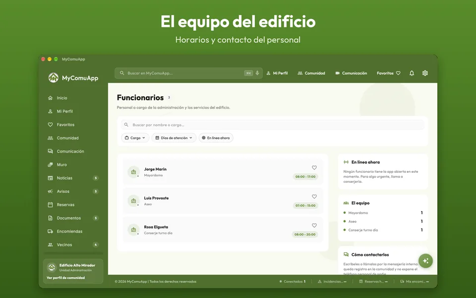 El equipo del edificio