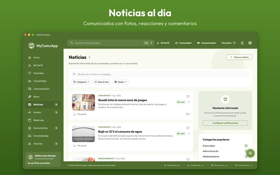 Noticias con fotos, reacciones y comentarios