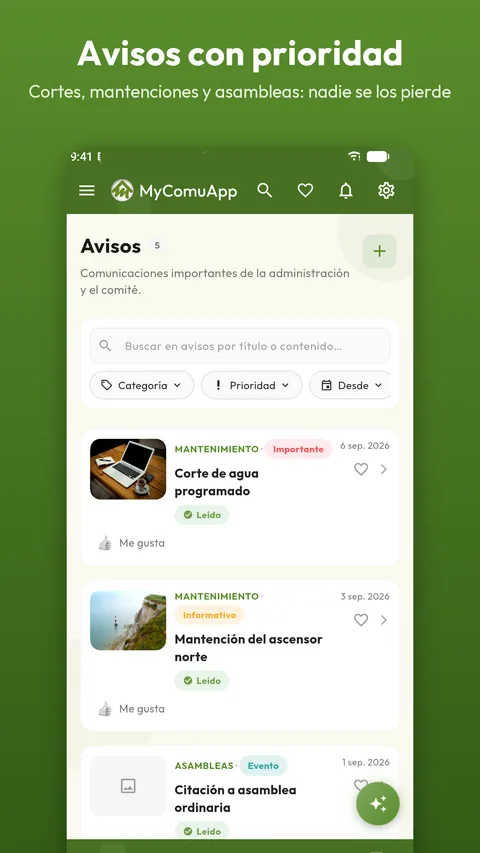 Avisos con prioridad