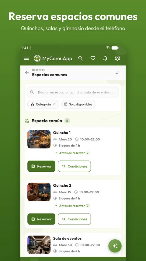 Reserva de espacios comunes