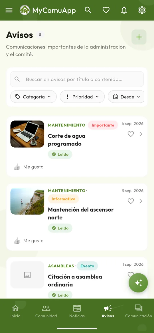 Avisos con prioridad